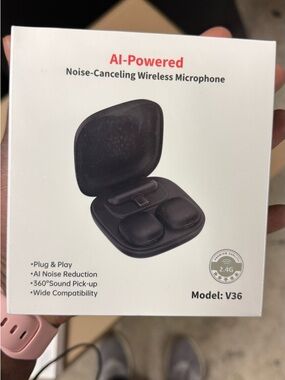 AI-Powered Noise-Canceling Wireless Microphone Earbuds in Black